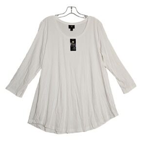 JM Collection 3/4 Sleeve Top Bright White 0X